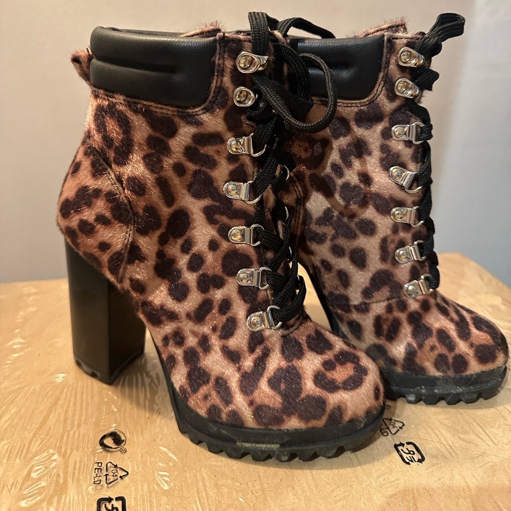 Aldo Leopard Print Heeled Boots